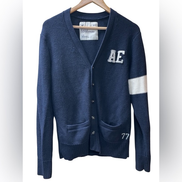 American Eagle Outfitters Men's Dark Blue Cardigan - Picture 1 of 6
